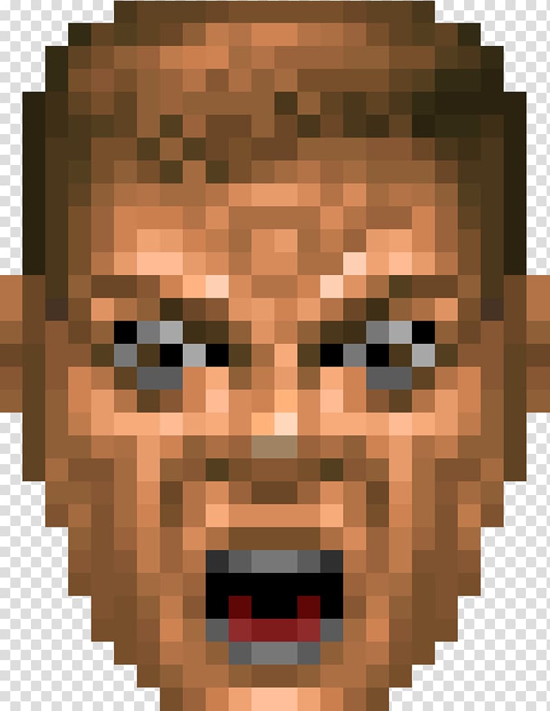 pixelated male character illustration, Doom II DRL Doomguy, face pack transparent background PNG clipart