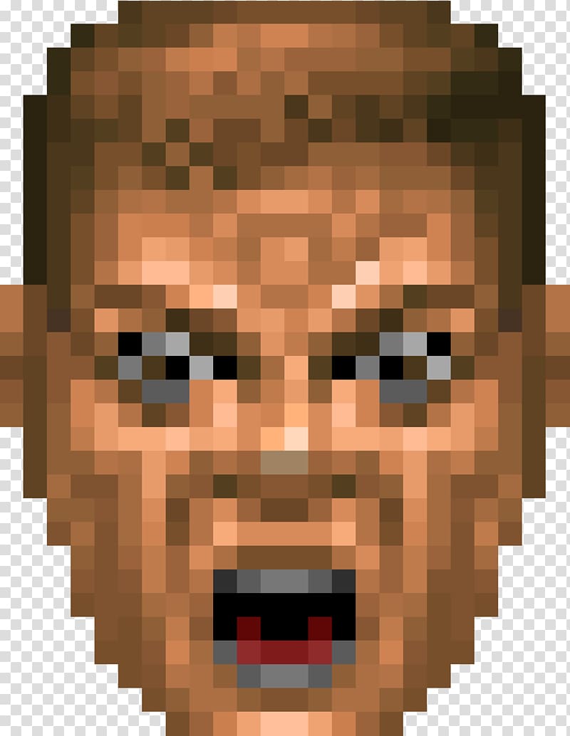 Pixelated male character illustration, Doom II DRL Doomguy, face pack ...