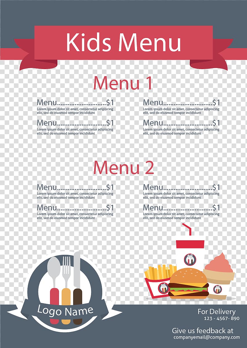 sample menu illustration, Menu Kids meal Restaurant Outline of meals Food, Special menu for children\'s food transparent background PNG clipart
