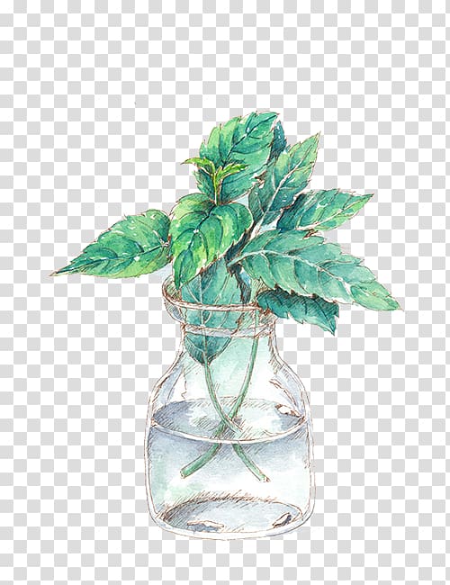 Oil painting Watercolor painting, Water bottle leaves transparent background PNG clipart