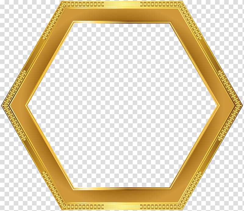 hexagonal yellow frame illustration, Square Angle Yellow Pattern, Deco Gold Border Frame transparent background PNG clipart