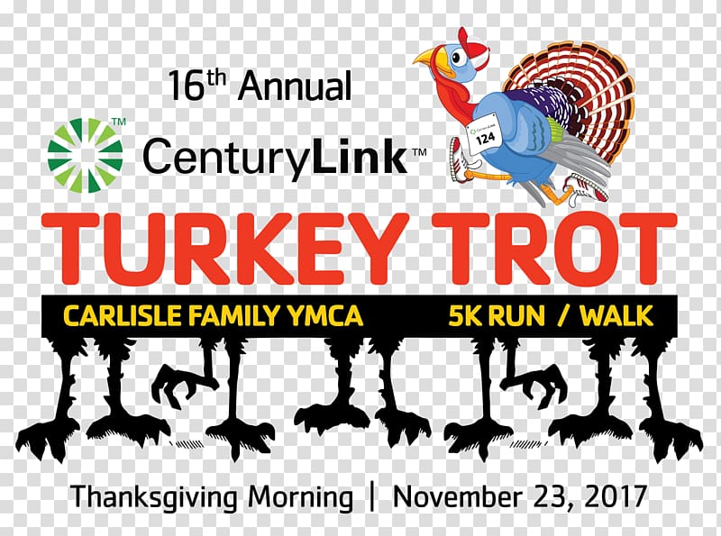 Carlisle Family YMCA Turkey trot Thu, Nov 23, 2017 Logo CenturyLink, others transparent background PNG clipart