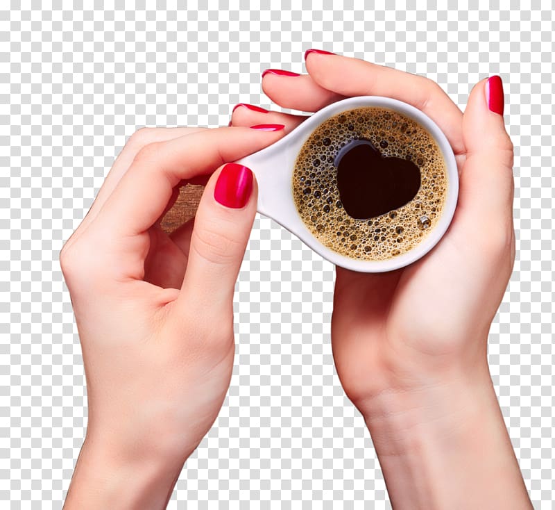 Coffee cup Cafe Hand, Creative coffee cup in hand transparent background PNG clipart