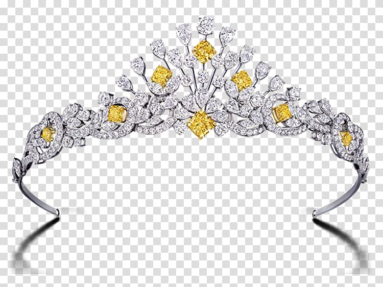 clear gemstone tiara illustration, Yellow Body piercing jewellery Diamond, Diamond Crown transparent background PNG clipart