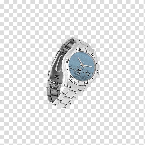Silver Watch strap Analog watch, Fischers Lovebird transparent background PNG clipart