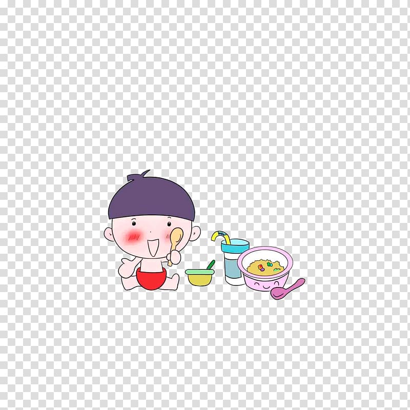 Child Eating Lollipop, With a spoon to eat. transparent background PNG clipart