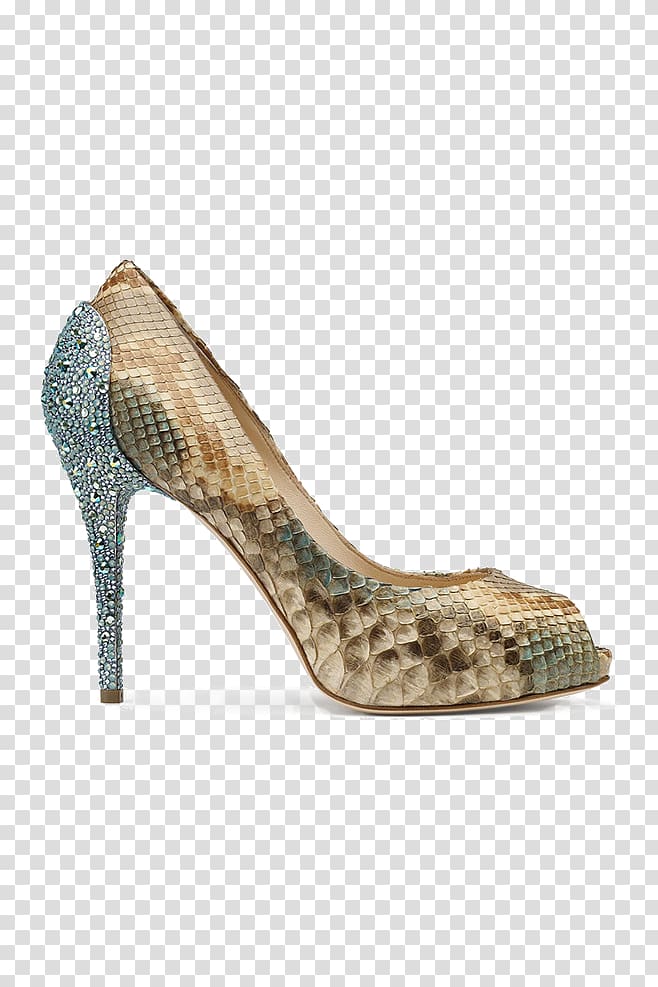 Shoe High-heeled footwear Designer Luxury goods Fashion, Snakeskin pattern rhinestone high heels transparent background PNG clipart