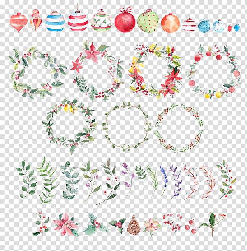 creative cartoon hand-painted christmas wreath transparent background PNG clipart