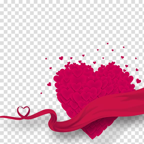 Valentine\'s Day Party Heart Flyer Love, Red Ribbon transparent background PNG clipart