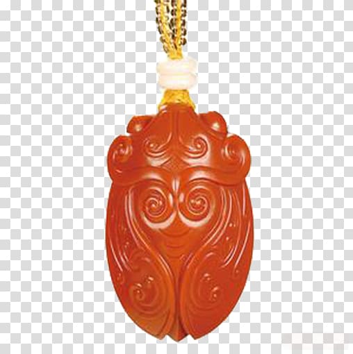 Hotan Agate Red Sculpture Hongshan culture, Toad Necklace transparent background PNG clipart