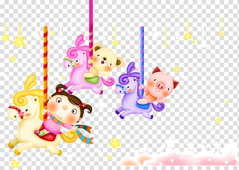Carousel Trojan horse Cartoon, kids toys transparent background PNG clipart