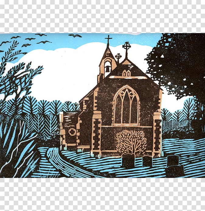 Linocut Printmaking Chapel Printing Graphic design, Church Poster transparent background PNG clipart