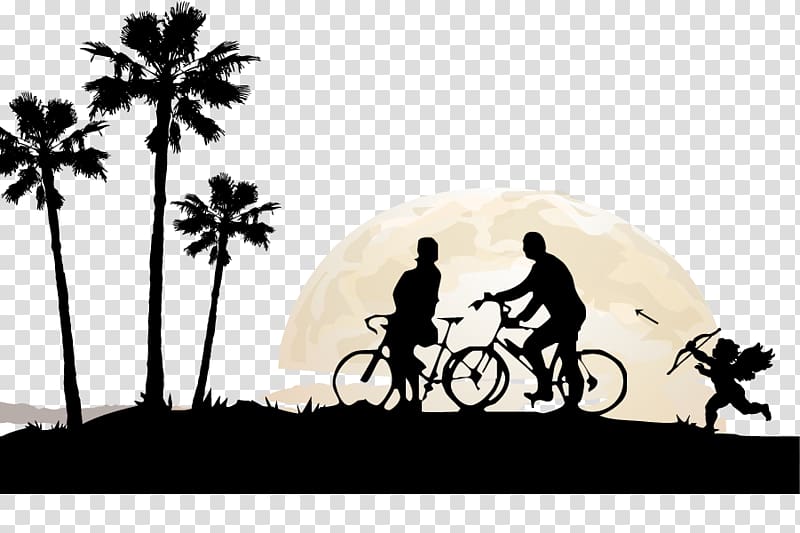 Fathers Day Silhouette , Couple Cycling diagram transparent background PNG clipart