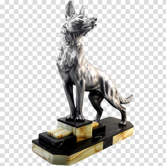 Bronze sculpture German Shepherd Art Deco, Statue Top view transparent background PNG clipart