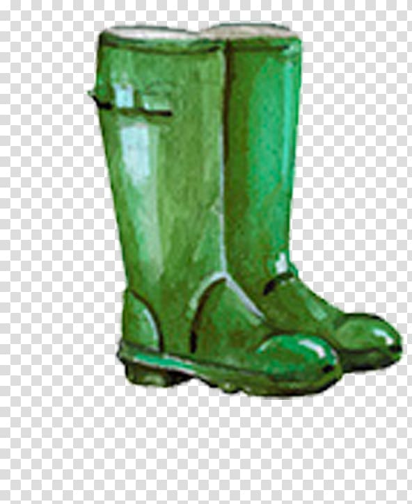 Wellington boot Cowboy boot, Green rain boots transparent background PNG clipart