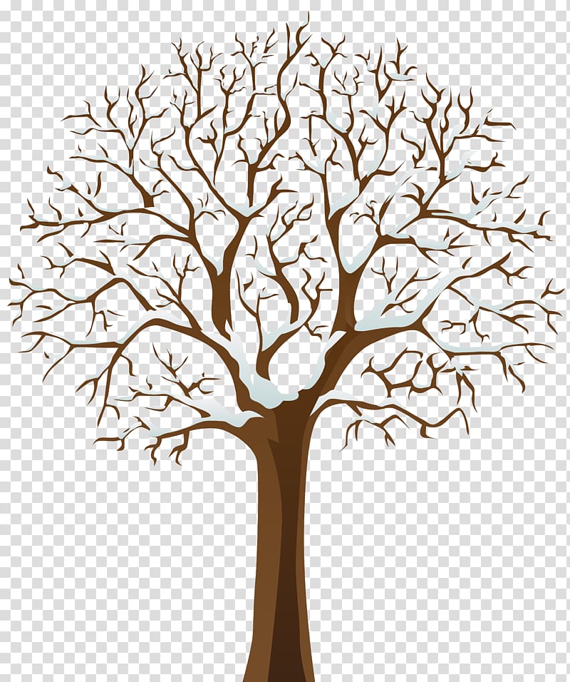 leafless tree capped with snow sticker, Tree Winter , Snowy Winter Tree transparent background PNG clipart
