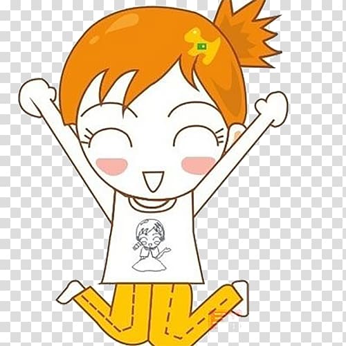 Happiness Cartoon Crying, Girls cheering happy high jump transparent background PNG clipart
