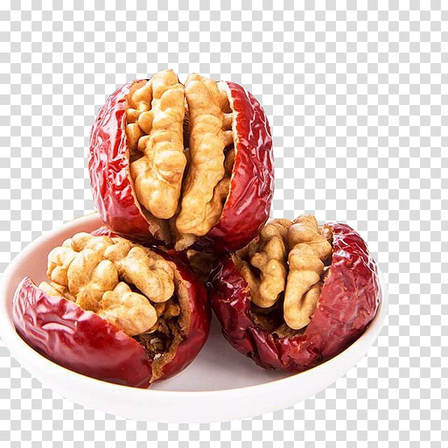 Hotan Walnut Tong sui Bonbon Jujube, Big red dates and walnuts transparent background PNG clipart