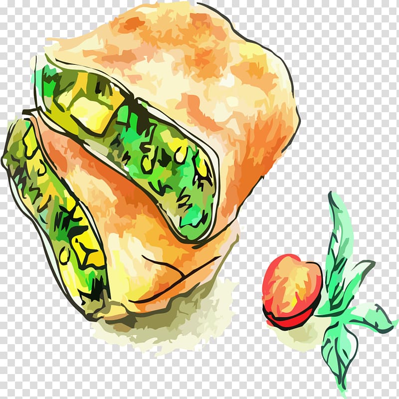 Vegetable Quiche Fast food Illustration, Hand-painted vegetable roll transparent background PNG clipart