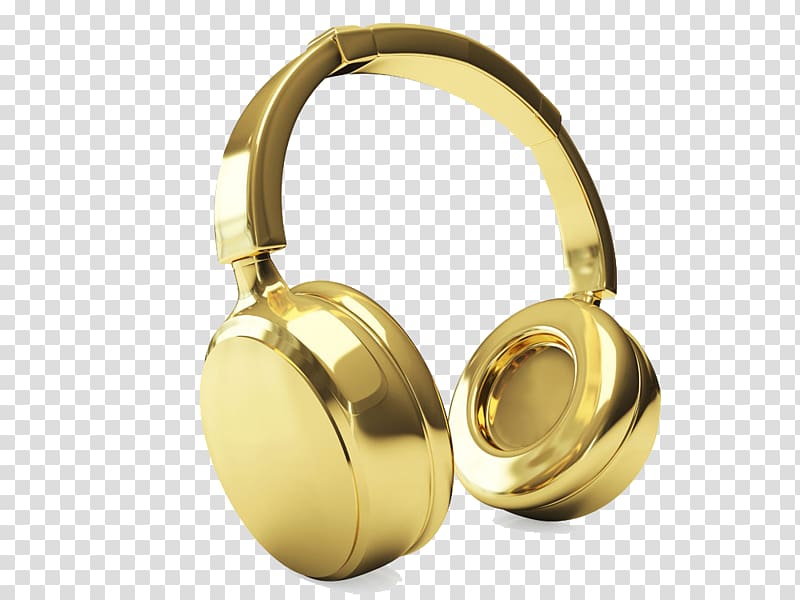 gold-colored headphones , Headphones , Gold Headphones transparent background PNG clipart