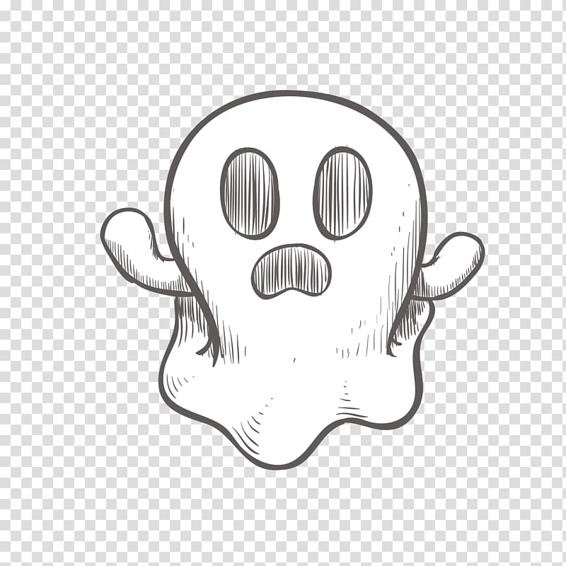 Black and white Drawing Ghost Sketch, Sketch ghost transparent background PNG clipart