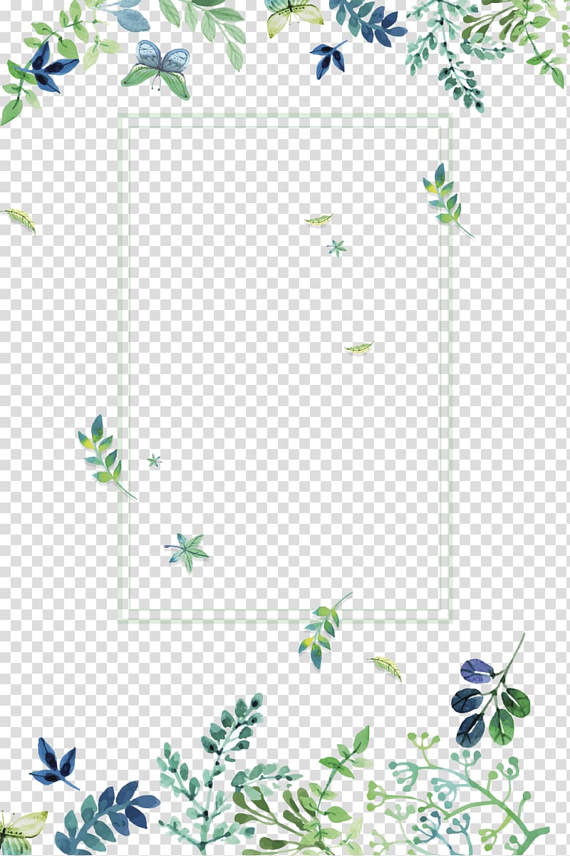 Green, Small fresh green flowers border texture, green leaves border transparent background PNG clipart
