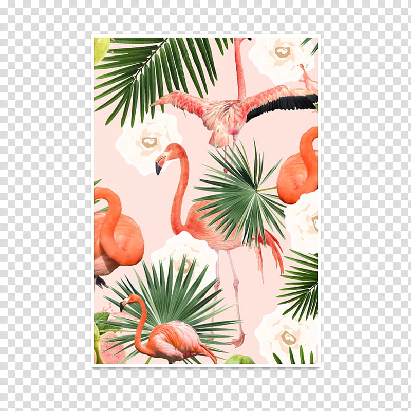 Flamingos Paper Bag Poster Pattern, blush floral transparent background PNG clipart