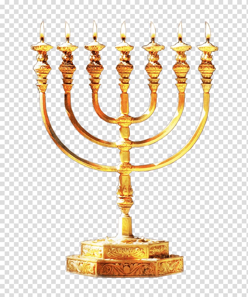 brass-colored minora, Menorah Gold transparent background PNG clipart