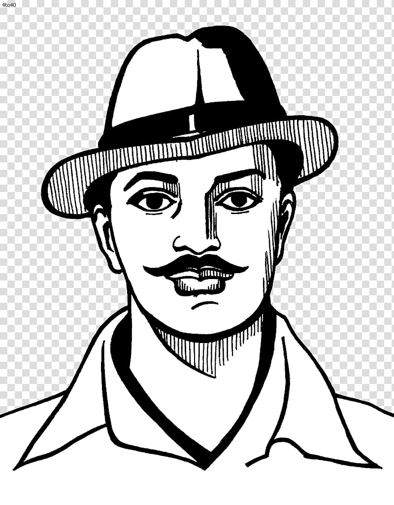 man wearing hat sketch, Indian independence movement Khatkar Kalan Punjab Faisalabad District Revolutionary, Bhagat Singh transparent background PNG clipart