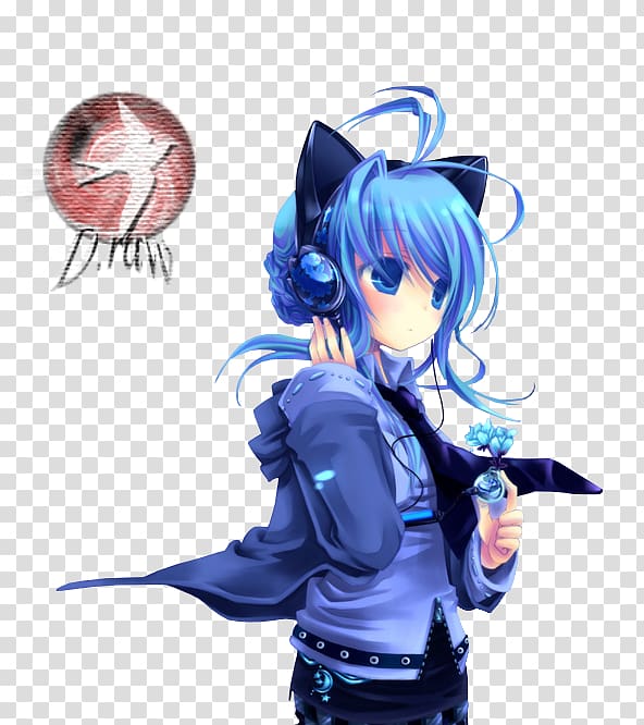 Manga Anime Blue Catgirl, eco-friendly transparent background PNG clipart