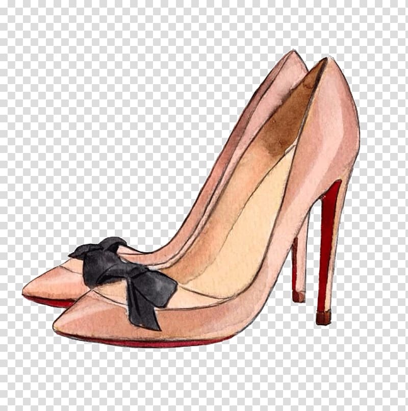 pair of pink pumps painting, High-heeled footwear Shoe Designer Sandal, Hand-painted heels transparent background PNG clipart