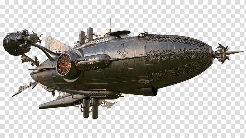 Steampunk City Airplane Airship Aircraft, steam punk transparent background PNG clipart