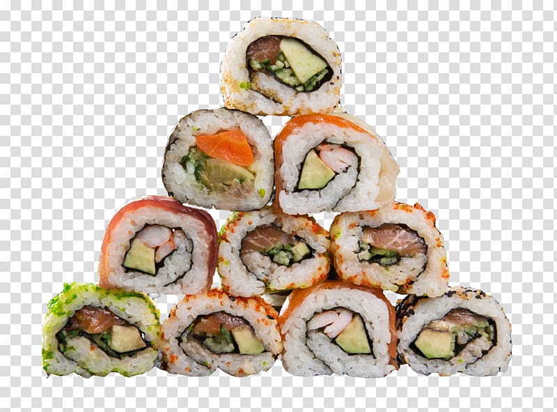 California roll Sushi Caviar Gimbap Japanese Cuisine, Pyramid Sushi transparent background PNG clipart