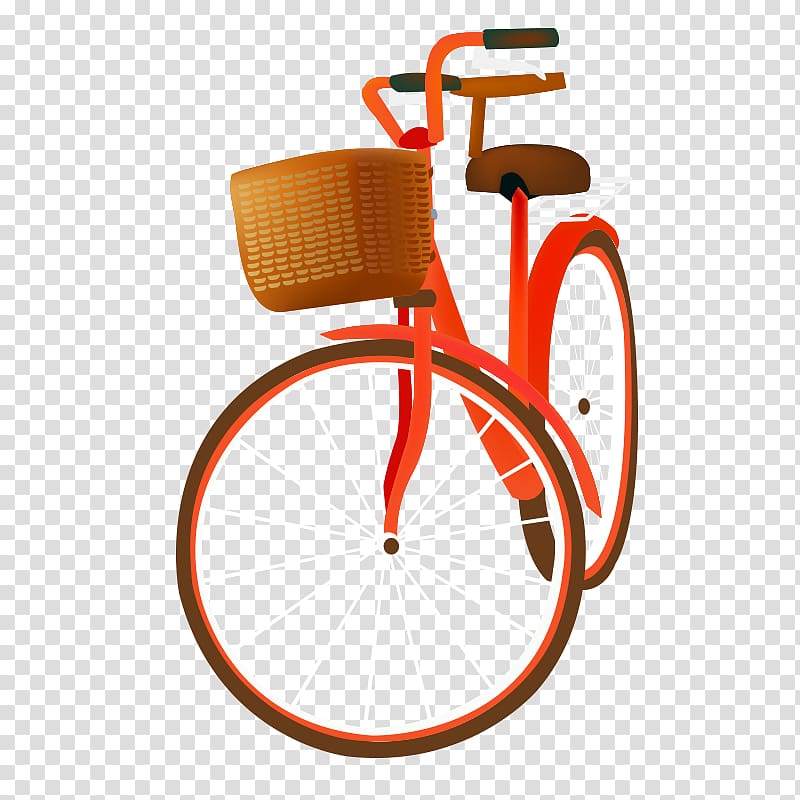 Bicycle Drawing Illustration, Red cartoon bike transparent background PNG clipart