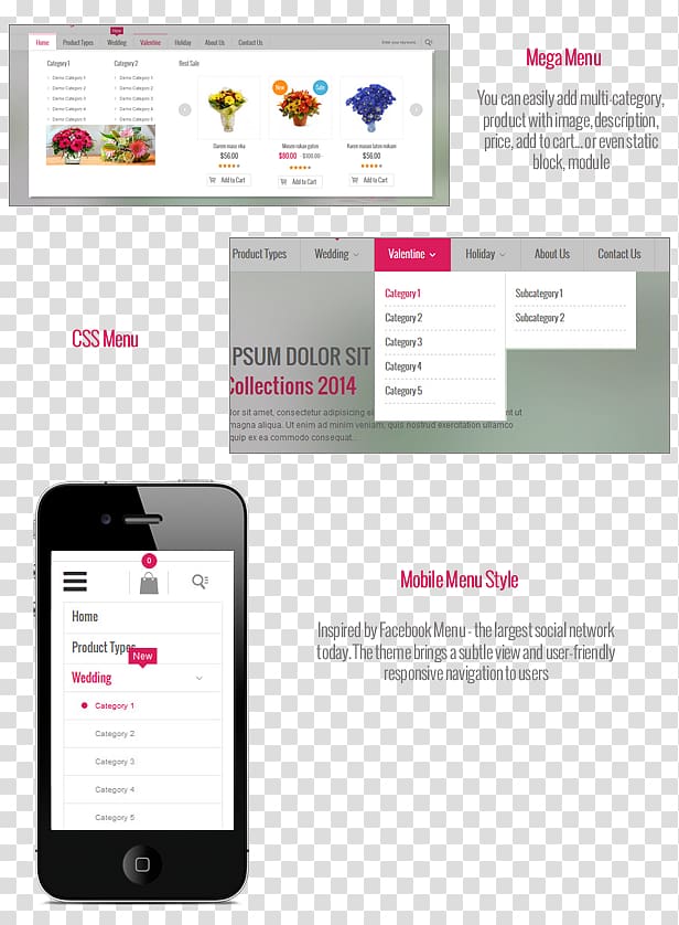Responsive web design Menu Web page Flat design Bootstrap, Menu transparent background PNG clipart