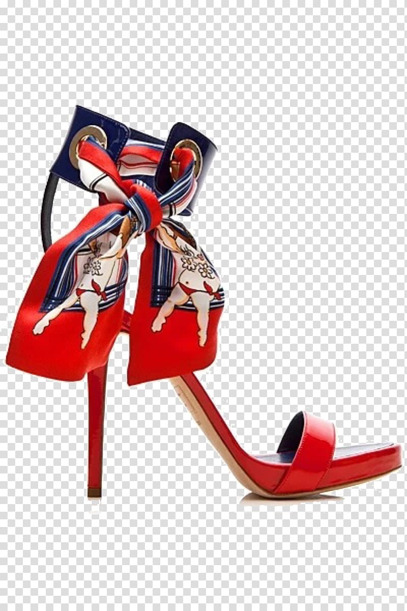 Shoe Sandal High-heeled footwear Stiletto heel Absatz, Red ribbon strap high heels Jimmy Choo transparent background PNG clipart