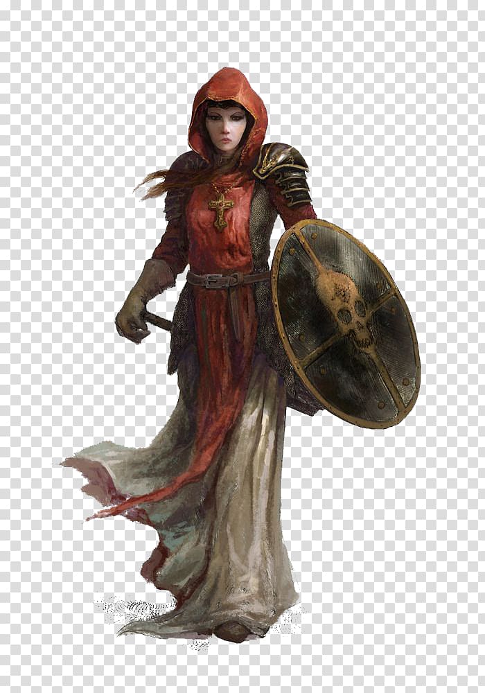 knights templar in red, Dungeons & Dragons Pathfinder Roleplaying Game Cleric Character Fantasy, Fantasy Women Warrior File transparent background PNG clipart