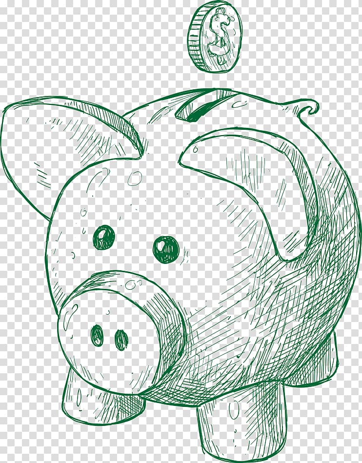 piggy bank drawing, Piggy bank Saving Finance Money Drawing, Hand-painted piggy bank transparent background PNG clipart