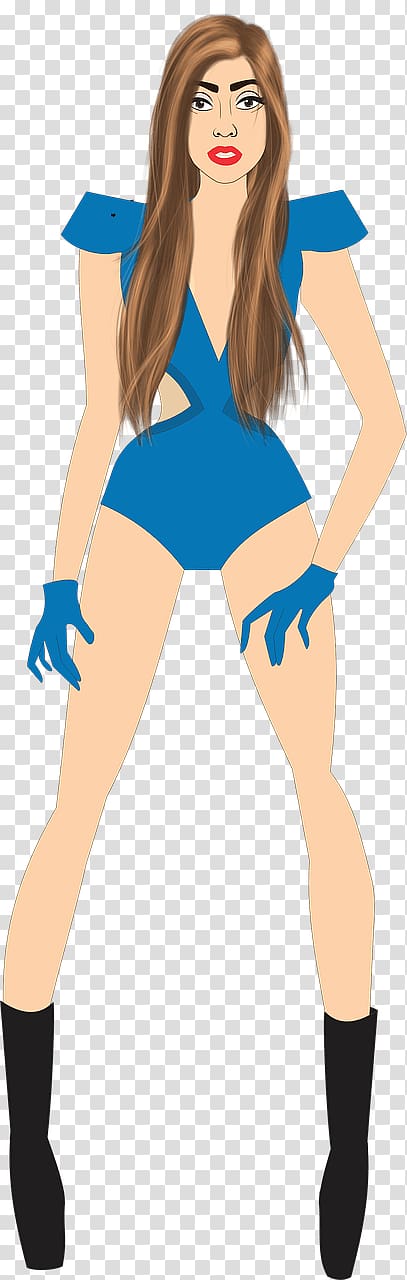 girl cartoon character, Woman Pinup Blue Leotard transparent background PNG clipart