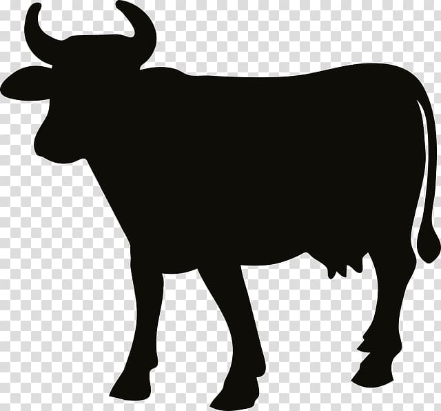 Beef cattle Angus cattle Charolais cattle Ox, Silhouette transparent background PNG clipart