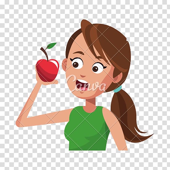 Cartoon Girl , eating transparent background PNG clipart