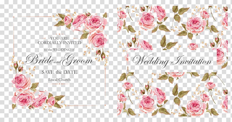 Bride and Groom Wedding Invitation , Wedding invitation Flower, Rose invitations transparent background PNG clipart