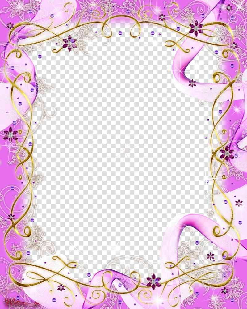 pink, gold, and white ribbon frame illustration, frame, Purple Frame transparent background PNG clipart