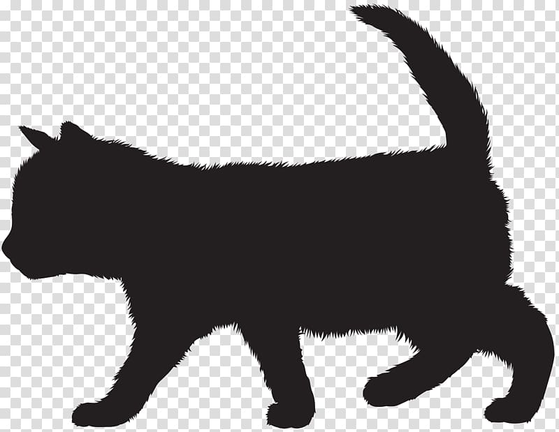 Kitten Black cat Whiskers Domestic short-haired cat Silhouette, black cat attack transparent background PNG clipart