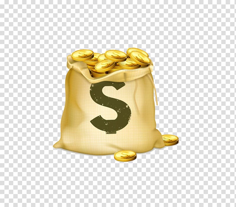 Bag Gold coin, Bag of gold coins transparent background PNG clipart