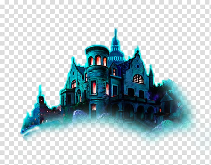 blue castle , Halloween , Halloween Horror Haunted House transparent background PNG clipart