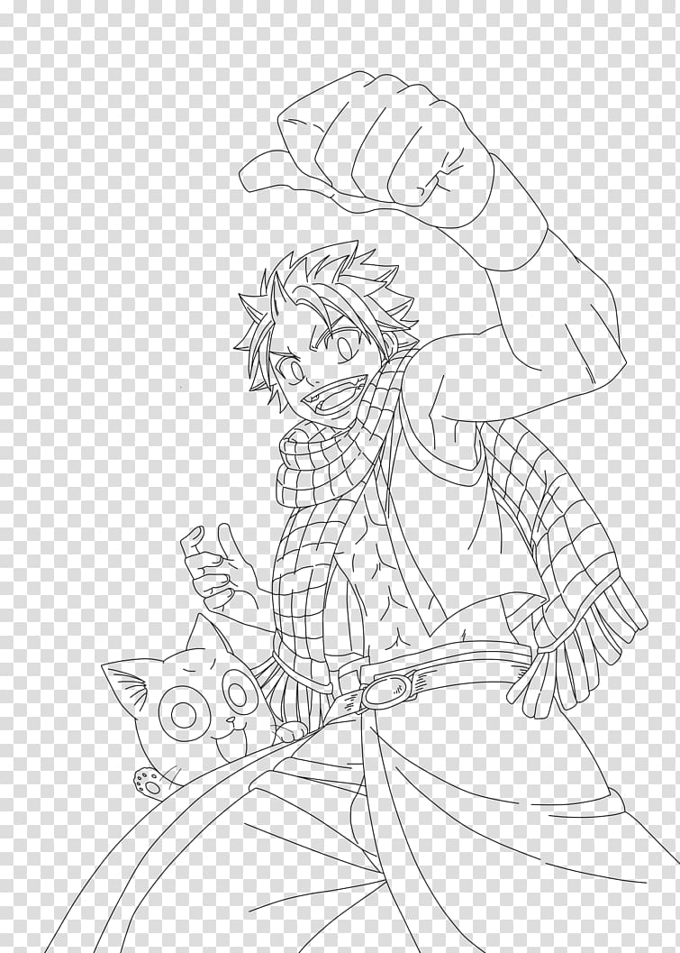 Line art Sketch Natsu Dragneel Illustration, natsu dragon slayer fairy tail transparent background PNG clipart
