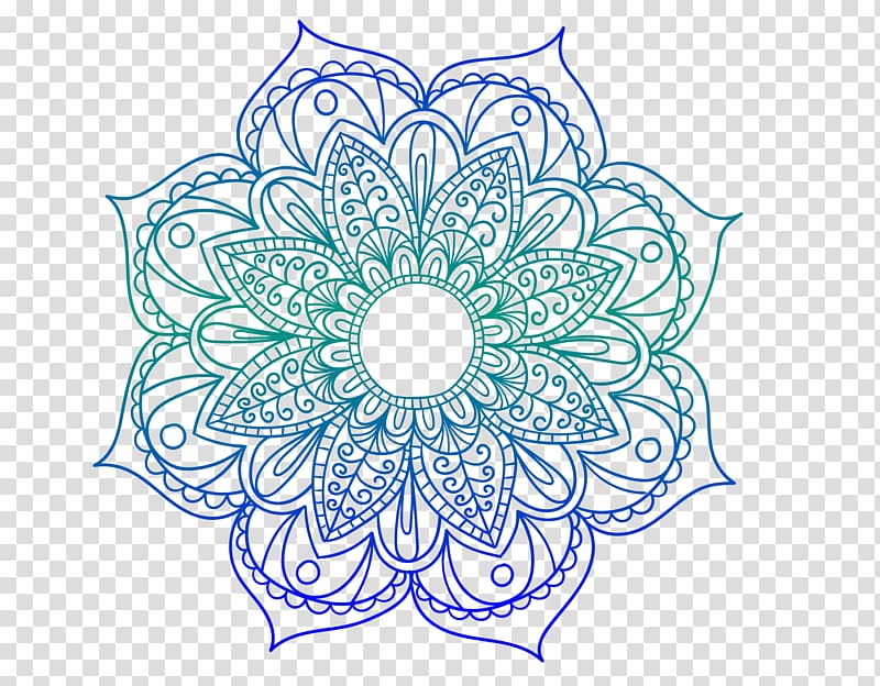 blue and green flower illustration, Mandala Om Drawing Coloring book Enlightenment, Aum transparent background PNG clipart