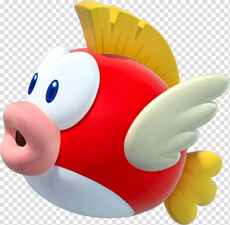 red, white, and yellow fish , New Super Mario Bros. U, super mario transparent background PNG clipart