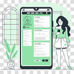 illustration, Personal settings, options, profile, phone, setup, app, interface, user, preferences, settings, features, overview, devices transparent background PNG clipart thumbnail